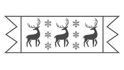 Fototapeta premium Minimalist dark grey reindeer snowflake silhouettes banner christmas winter