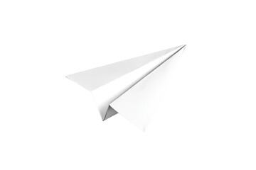 Simple, white paper airplane, angled slightly upward