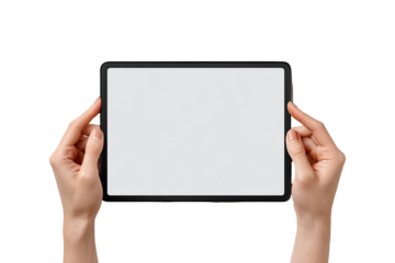 Hands holding a tablet with a blank screen (5)