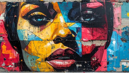 Colorful Mural Woman Face
