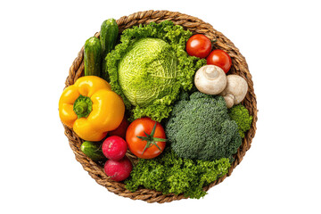 Colorful assortment of fresh vegetables in a woven basket (1)