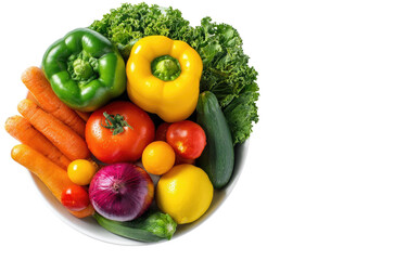 Colorful assortment of fresh vegetables in a white bowl
