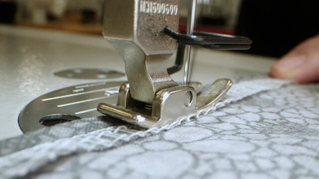 Sewing machine scribbles on fabric