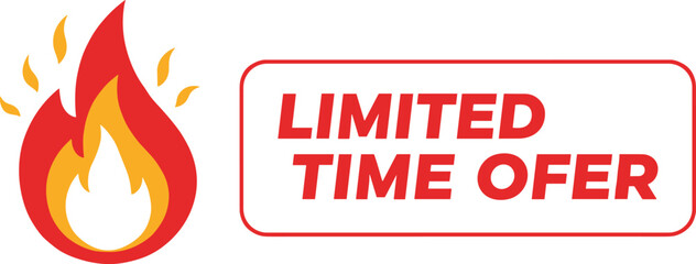 limited time offer flame icon, sale promotion, special deal badge, limited time discount, hot sale tag