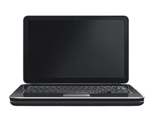 Black laptop, closed, front view