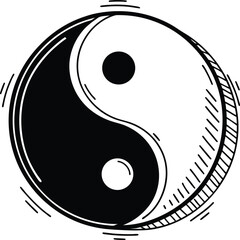 A simple yin yang sign on a white background, a symbolic illustration of harmony and balance in Chinese culture