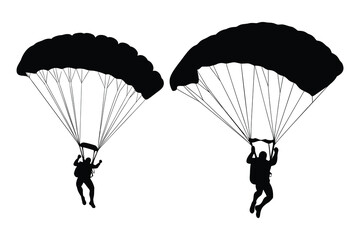 Skydivers Jumping Against White Background