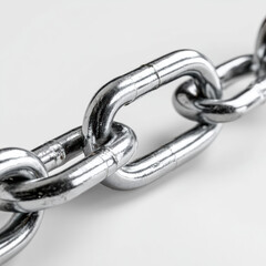 Obraz premium Close-up shot of a strong metal chain link, showcasing durability and connection for industrial or construction website