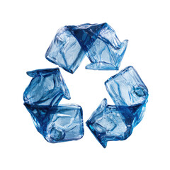 Fototapeta premium Translucent blue recycle symbol, ice-like