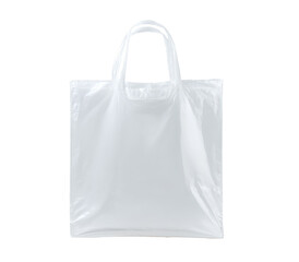 A plain, white plastic tote bag