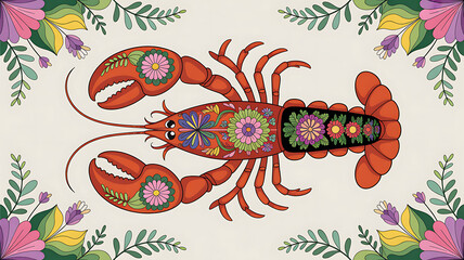 Lobster with Mandala Floral Designs Decorative