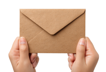 Hands holding a light brown kraft paper envelope
