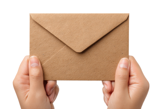 Hands holding a light brown kraft paper envelope