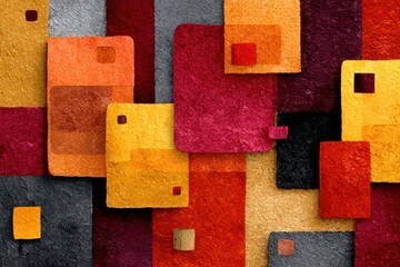 Orange abstract background with red and yellow autumn color blocks, textured and geometric for fall or Thanksgiving themes
