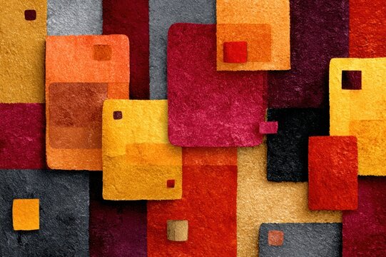 Orange abstract background with red and yellow autumn color blocks, textured and geometric for fall or Thanksgiving themes
