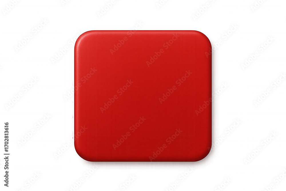 Aufkleber red rounded square button with transparent background, perfect for web design and app interfaces