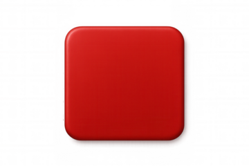 Red rounded square button with transparent background, perfect for web design and app interfaces