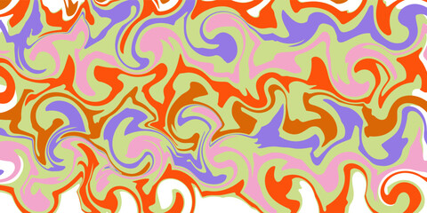 Grioovy psychedelic wave background for banner design. Retro 60s 70s psychedelic pattern. Modern wave retro abstract design. Rainbow 60s, 70s, hippie vector