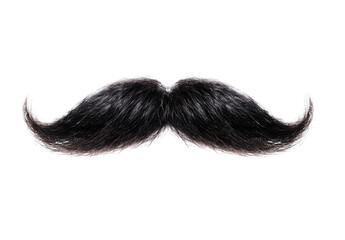Dark, full handlebar mustache on black background
