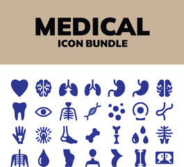 Medical icons bundle graphic design health anatomy