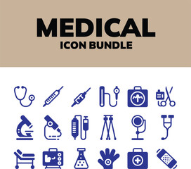 Medical icon bundle with healthcare symbols icons stethoscope