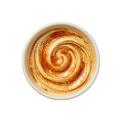 Fototapeta premium Swirled Spicy Mayo Dip in Small Bowl, Overhead Shot