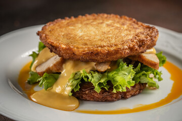 Ukrainian potato pancake burger