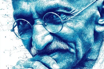 Sketch line art vector of Mahatma Gandhi for 2nd October Gandhi Jayanti with peaceful theme