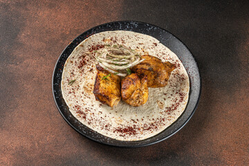 Grilled Chicken Kebab with Onion and Lavash