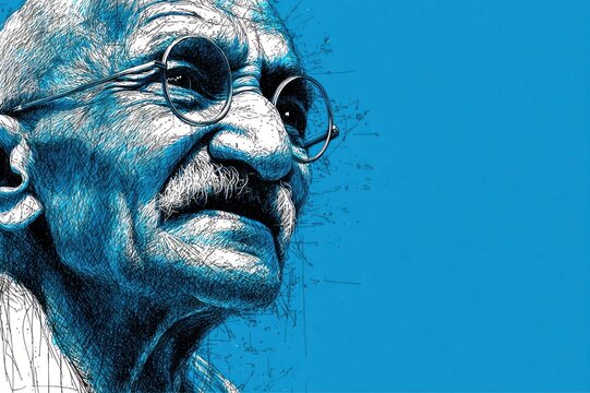 Sketch line art vector of Mahatma Gandhi for 2nd October Gandhi Jayanti with peaceful theme