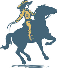 horse and rider -blue yellow