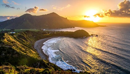 Scenic coastal sunset