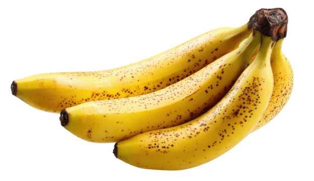 Bunch of slightly spotted yellow bananas