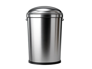 Shiny metal trash can with dome lid