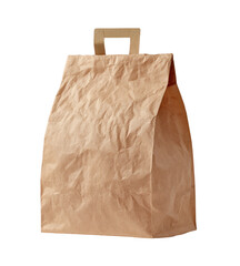 Crinkled brown paper bag with handle
