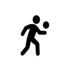 Basketball Icon – Vector Silhouette of Player Dribbling Ball. Flat vector silhouette of a stickman dribbling basketball, great for sports apps, infographics, and athletic design projects.