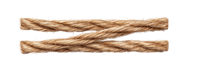 Two pieces of light brown twisted rope