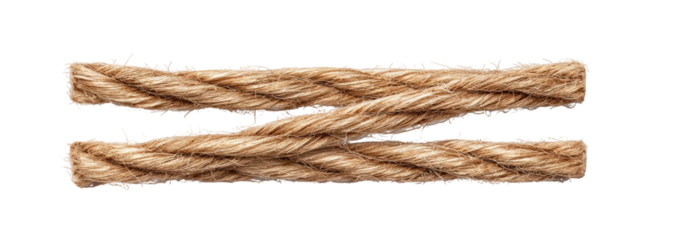 Two pieces of light brown twisted rope