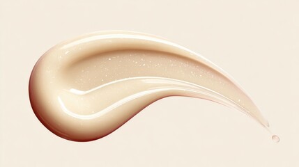 A swatch of creamy foundation lies against a soft light background, displaying its smooth texture and natural shade. Perfect for makeup applications or beauty demonstrations.