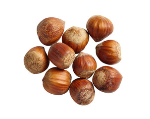 Hazelnuts clustered, top view