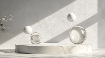 White marble podium display