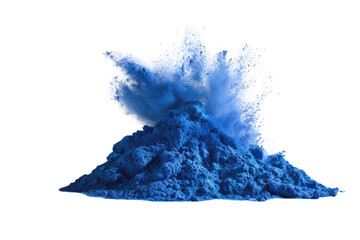 Blue powder erupting in a dramatic explosion