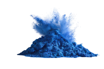Blue powder erupting in a dramatic explosion