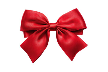 A vibrant red satin ribbon bow, sharply focused against a pure black background