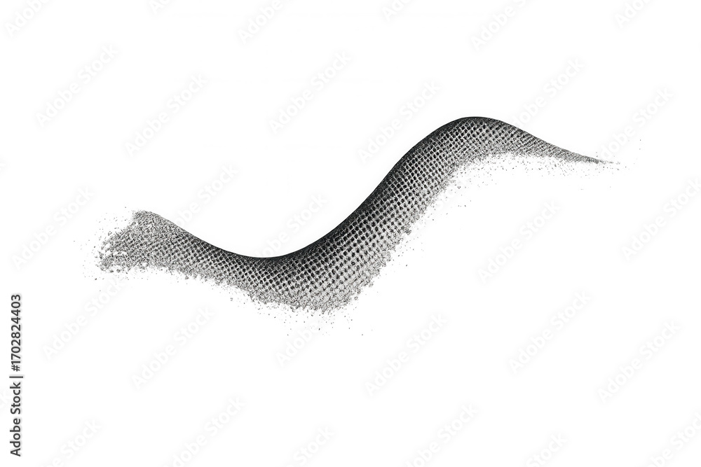Aufkleber abstract wavy shape with grid pattern floating on a transparent background, creating a sense of move