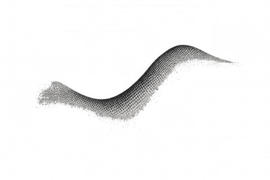 Abstract wavy shape with grid pattern floating on a transparent background, creating a sense of movement and elegance - Powered by Adobe