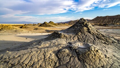Mud Volcanoes Under Blue Sky