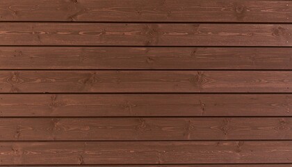 Obraz premium Rich, warm brown wooden plank background with horizontal grain texture, ideal for rustic design and natural aesthetics