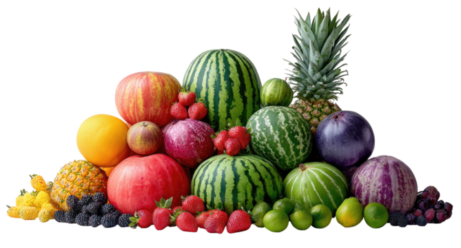 Colorful assortment of fresh fruits, a vibrant display of various types and colors