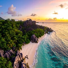 Scenic tropical beach at sunset